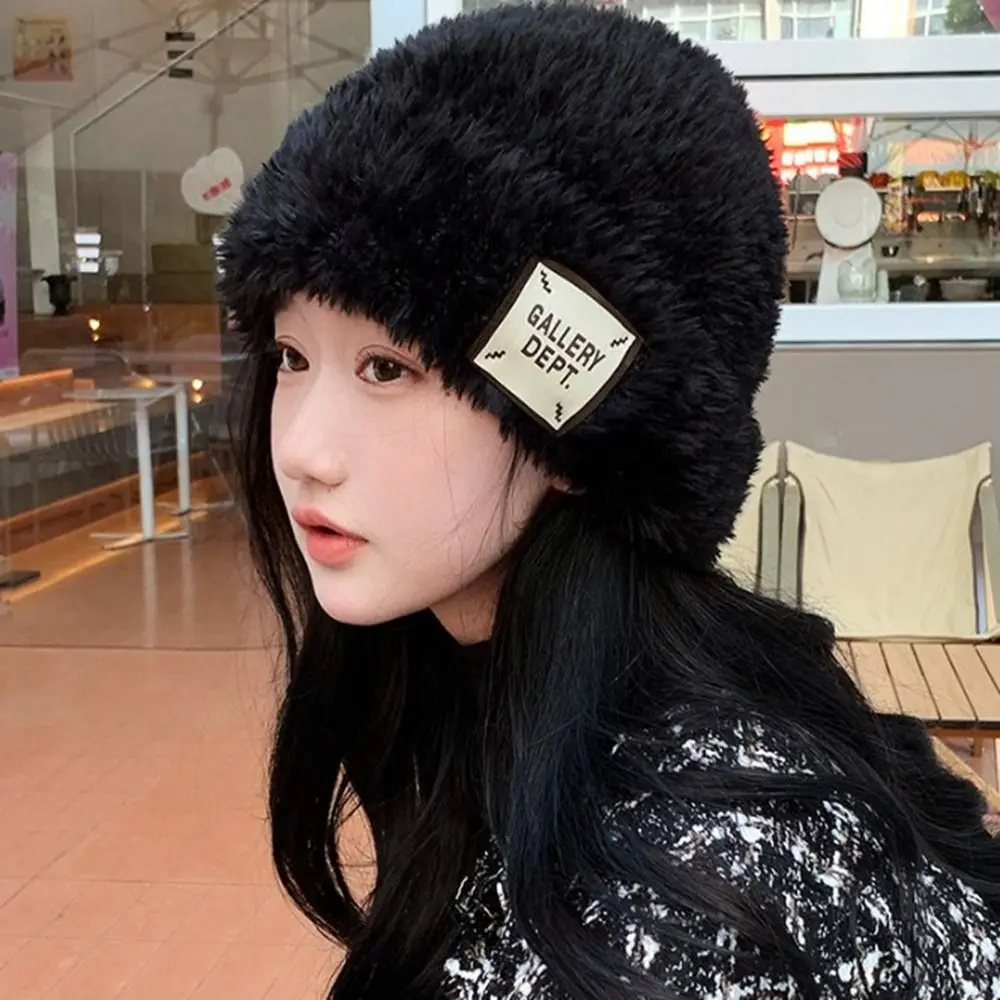 

Зимние теплые шапки унисекс, высококачественные однотонные вязаные шапки из плюша с буквенным принтом, женские облегающие шапки, женские теплые шапки