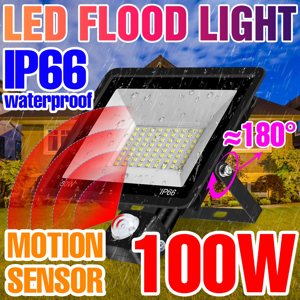 

Outdoor LED Floodlight PIR Motion Sensor Spotlights IP66 Waterproof LED Reflector Garden Lights 10W 20W 30W 50W 100W Wall Lamp