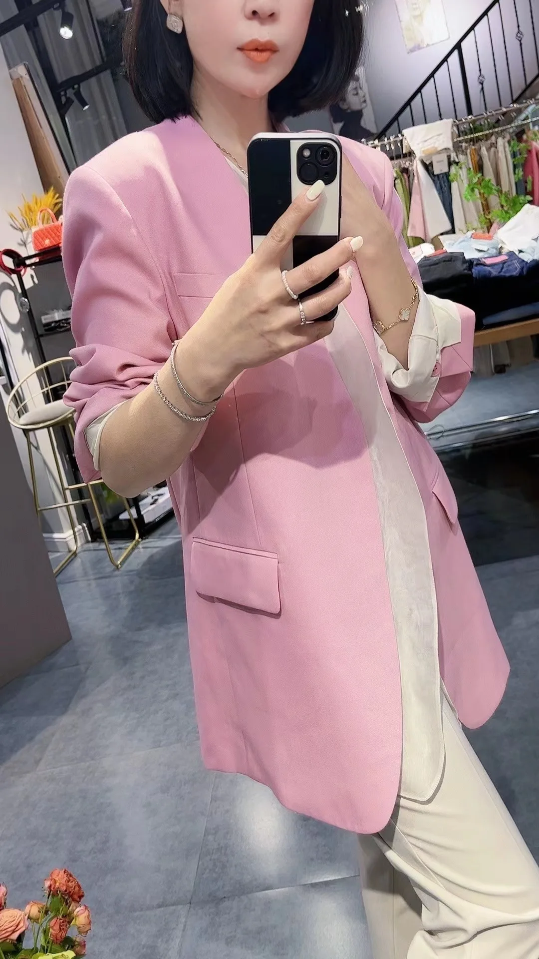 

2023 spring and summer women's clothing fashion new Silk Suit Jacket 0526