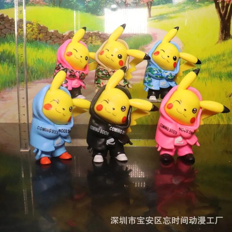 

Аниме Pokmon Tide одежда станция Пикачу A B камуфляжная черная синяя пудра Трехцветная модель ручной работы декоративные игрушки