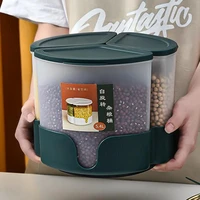 rotating food bucket kitchen food storage container bulk grain moisture resistant 3 compartment storage box lunch bucket