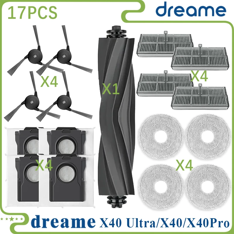 

Dreame X40 Ultra/X40 Master/X40 Ultra Complete/S30 Pro Ultra/L40 ультра вакуумные детали Основный ролик Боковая щетка Hepa-фильтр Мешок для пыли