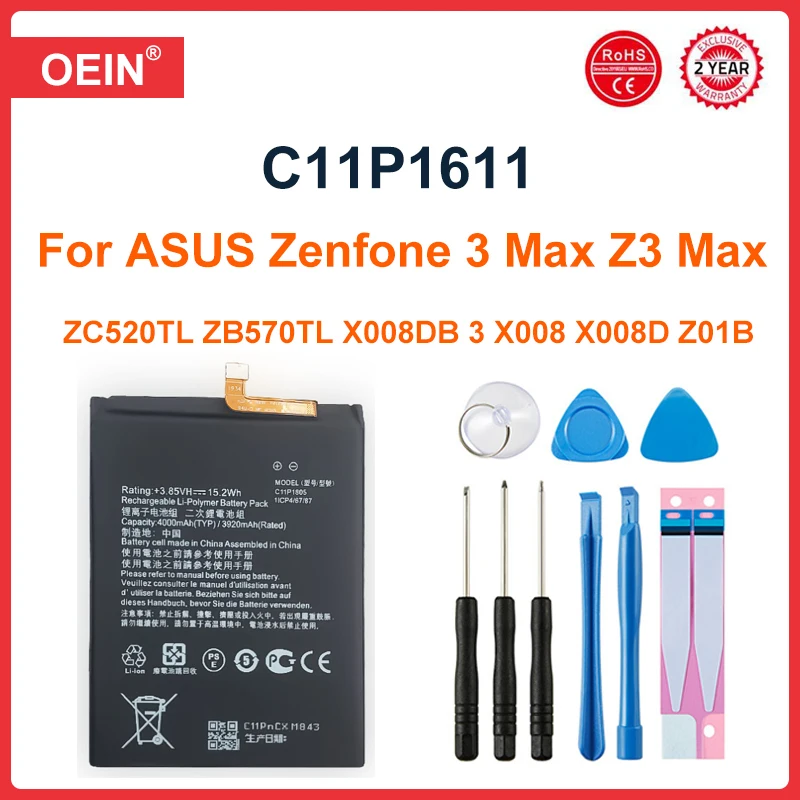 

ASUS Original Battery For ASUS Zenfone 3 Max Z3 Max ZC520TL ZB570TL X008DB 3 X008 X008D Z01B High Capacity C11P1611 4130mAh