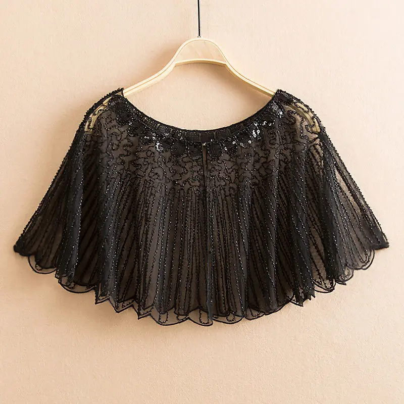 

Женская винтажная шаль с блестками и кружевом, в стиле 1920-х годов