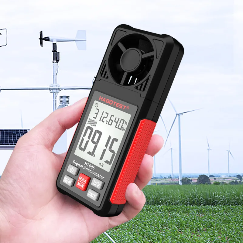 

HT605 Digital Anemometer Handheld Digital Wind Speed Meter Professional High-Precision Air Volume Test LCD Backlight Display