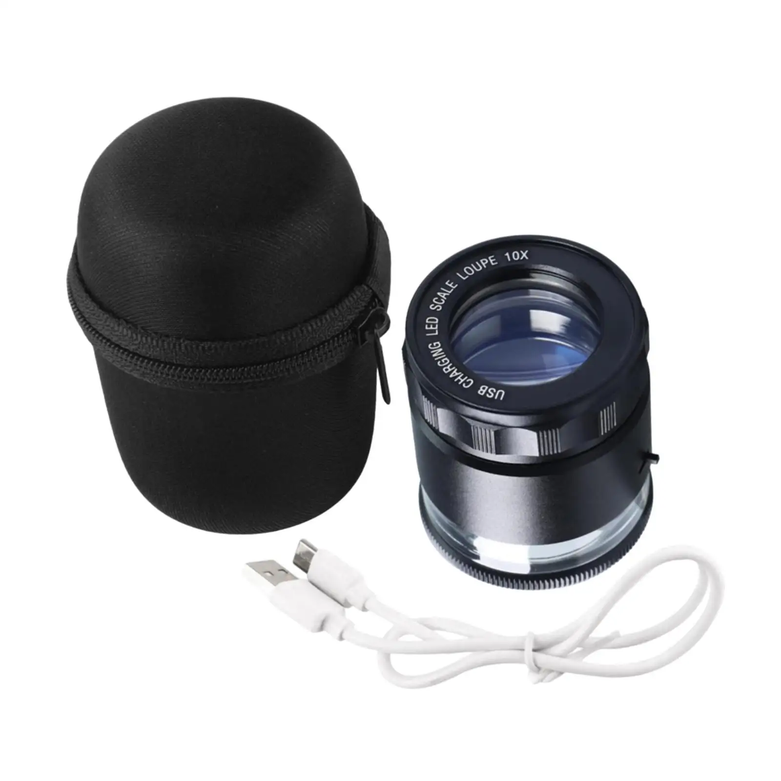 Ювелирное увеличительное стекло 10x с подсветкой и сетчатой шкалой портативное