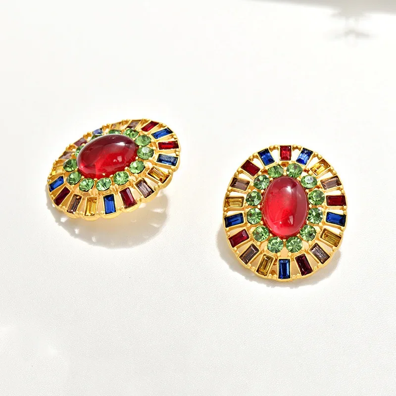 Нишевые высококачественные винтажные серьги антикварные овальные красочные