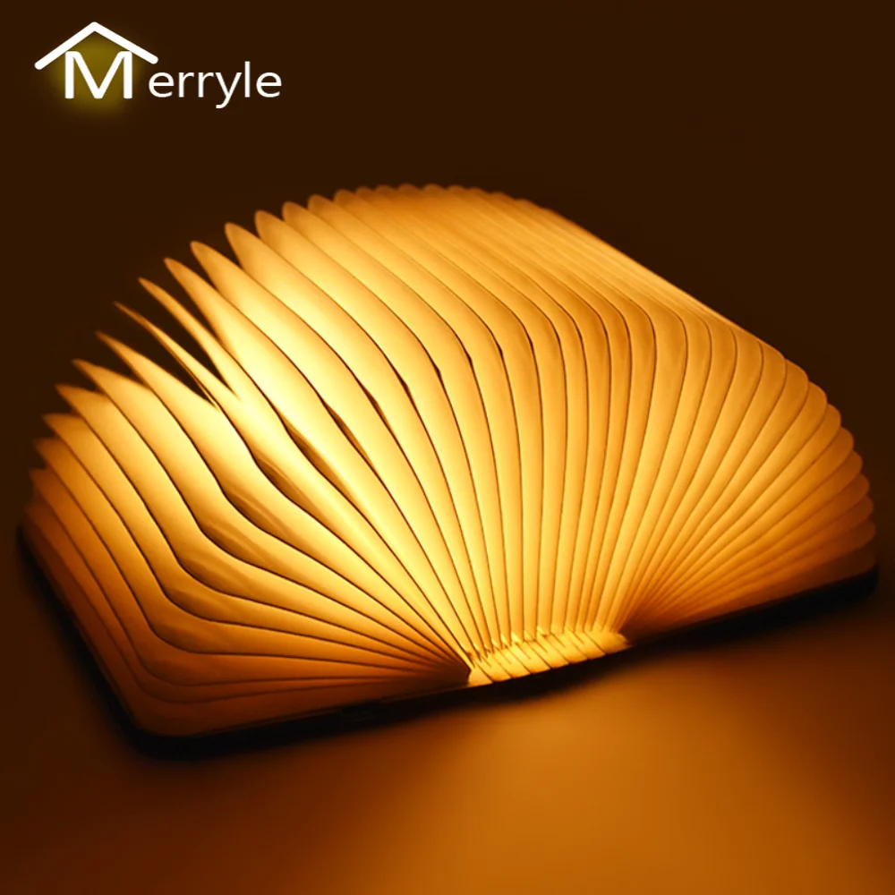 

3 5 Colors LED Book Lamp USB Rechargeable Wooden Night Light Foldable Desk Table Bedroom Study Room Decor Lighting New Year Gift