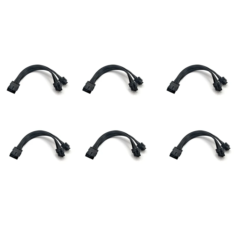 

6Pcs 20cm 8 Pin Female to 2X8P(6+2)Pin Extention Power Cable Male 18AWG PCIe PCI Express Graphics Card Cable