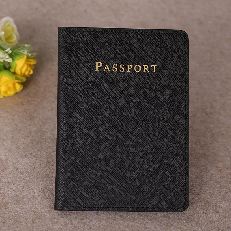 

1PCS Women Men Document Passport Wallet Fashion New Black Passport Cover Bag PU Leather Travel Case Credit Card Holder Wallet