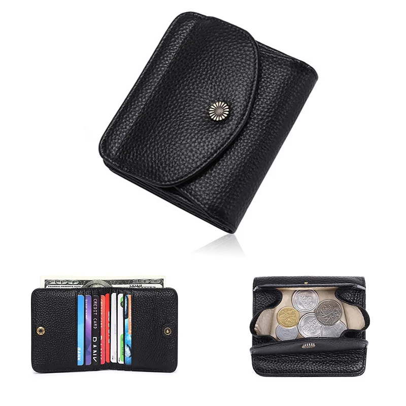 

Wallet Women's Short 2023 New RFID Anti-Theft Brush Credit Card Holder Hasp Coin Purses Genuine Leather Wallets women Money Bags