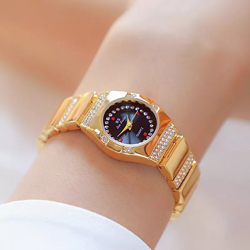 

Diamond Watches Woman 2022 Famous Brand Unique Gold Female Wristwatches Crystal Small Dial Ladies Watches Montre Femme 2022