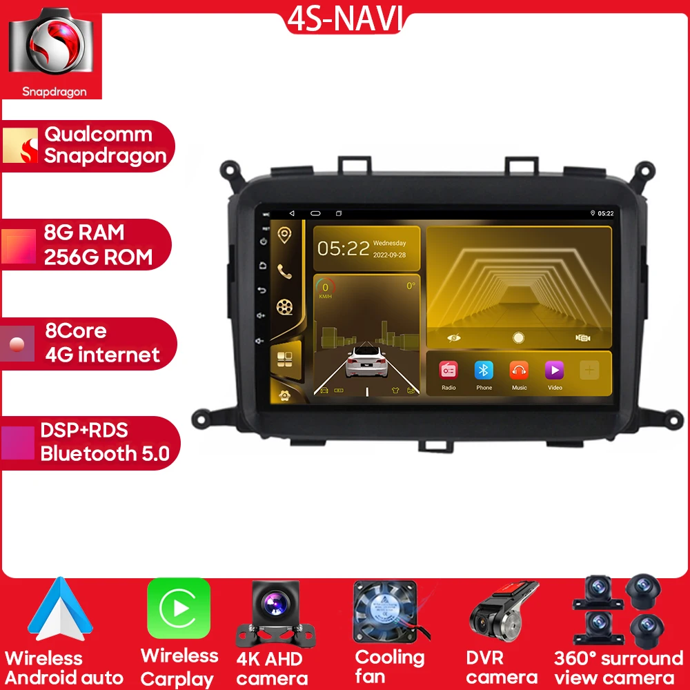 

Qualcomm Snapdragon Android 13 For Kia Carens 2013 2014 2015 2016 2017 2018 Navigation GPS Touchscreen Autoradio Audio Auto