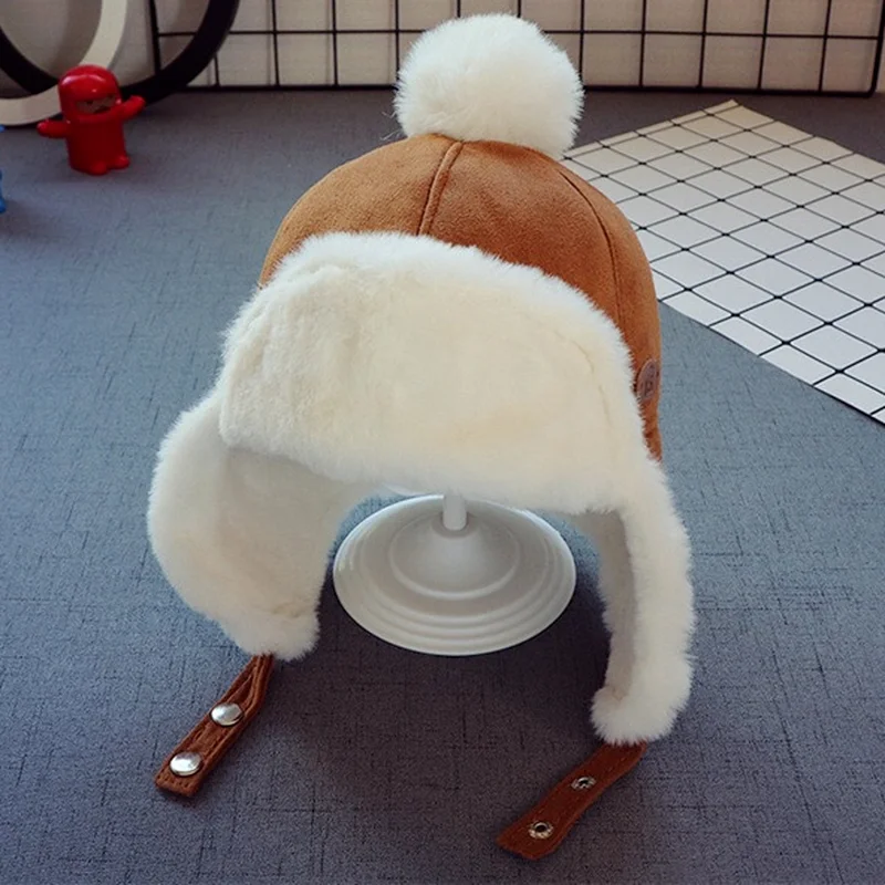

New Baby Boys Girls Hat Kids Children Ear Flap Muff Winter Warm Plush Cotton Cap Outdoor Lei Feng Cap Beanie Gifts Hat 6m-2Y