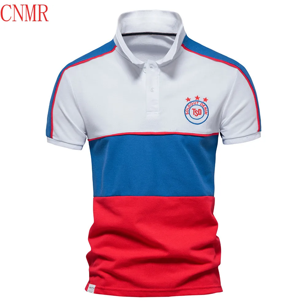 

Хлопковая рубашка-поло CNMR в стиле пэчворк, Мужская брендовая качественная летняя мужская рубашка с коротким рукавом, Повседневная модная д...
