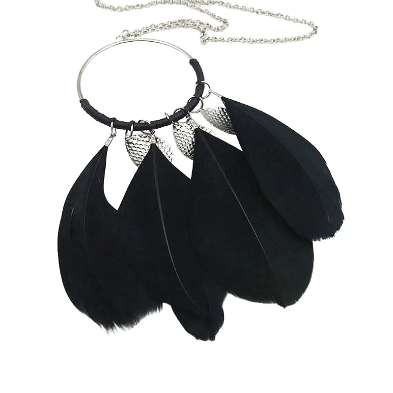 Женское ожерелье JEWEPLAIT с перьями и листьями