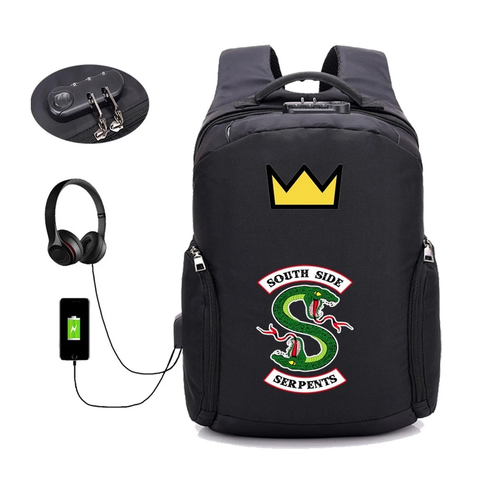 

Riverdale Black Printing Breathable Backpack Polyester Wear-resistant Anti-theft Schoolbag Boy Large Capacity Outdoor Travel Bag