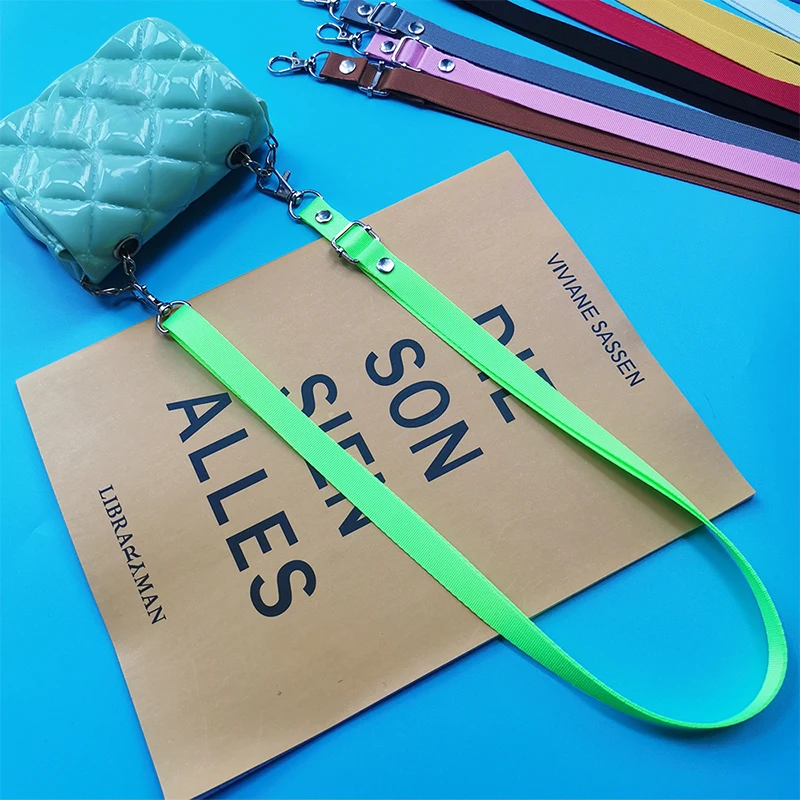 

New 130cm Long Adjustable Bag Strap Bright Color Crossbody Shoulder Strap Nylon Handbag Belt For Women Bag Part Accessories