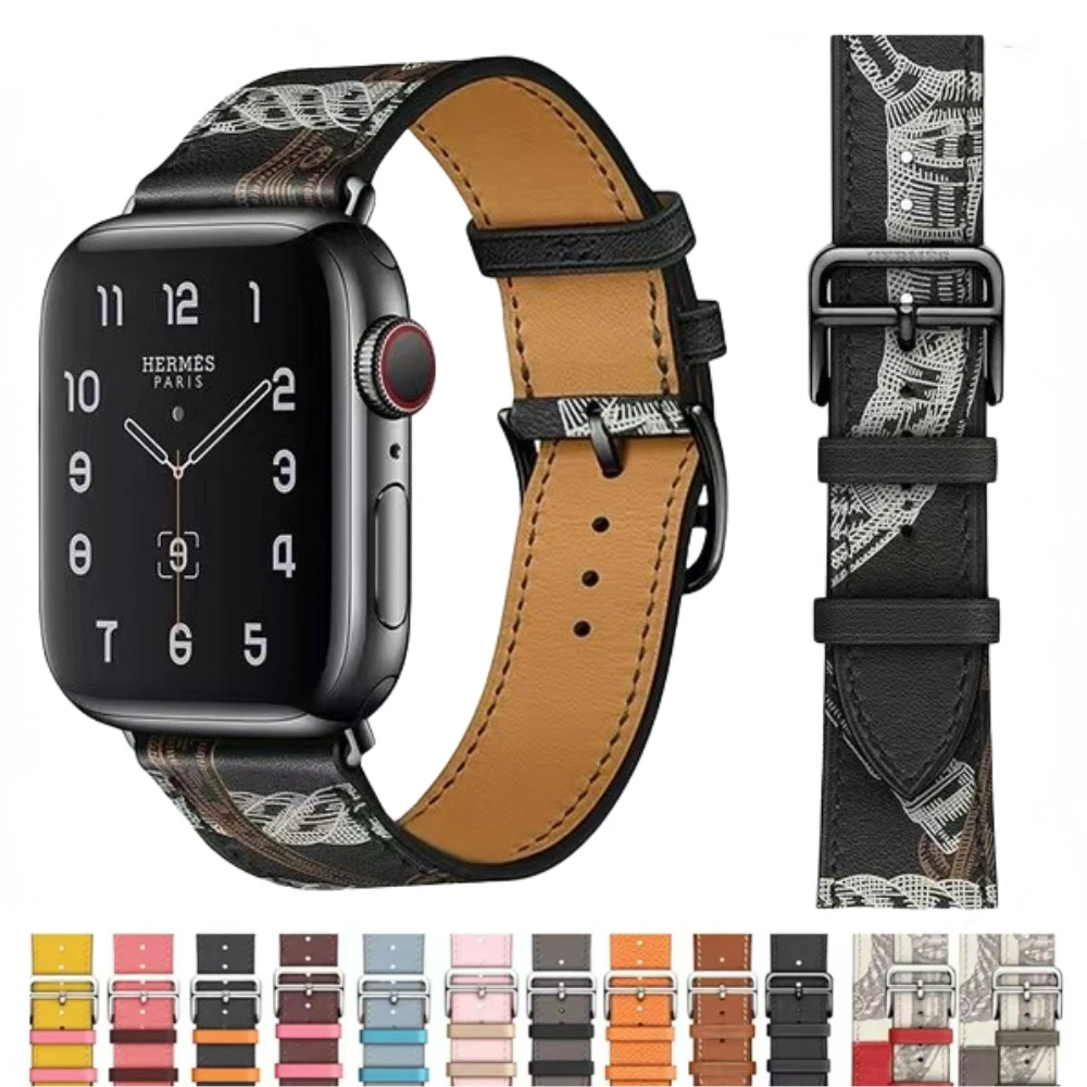 

100% Genuine Leather Strap For Apple Watch Band 45mm 41mm 44mm 40mm 42mm 38mm 49mm Durable Wristband iWatch Ultra 8 7 6 5 4 3 SE