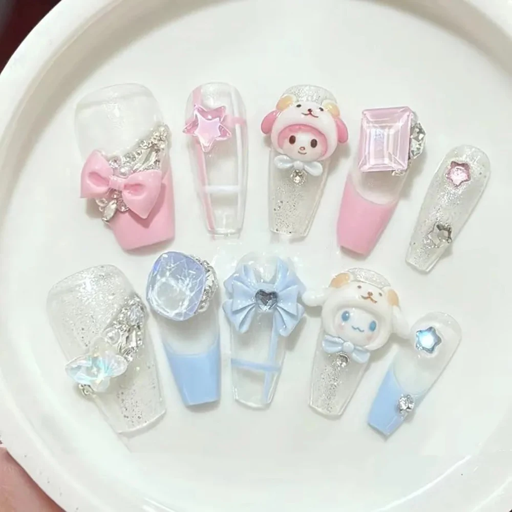 Набор искусственных ногтей MINISO Sanrio Hello Kitty Kuromi 10 шт.