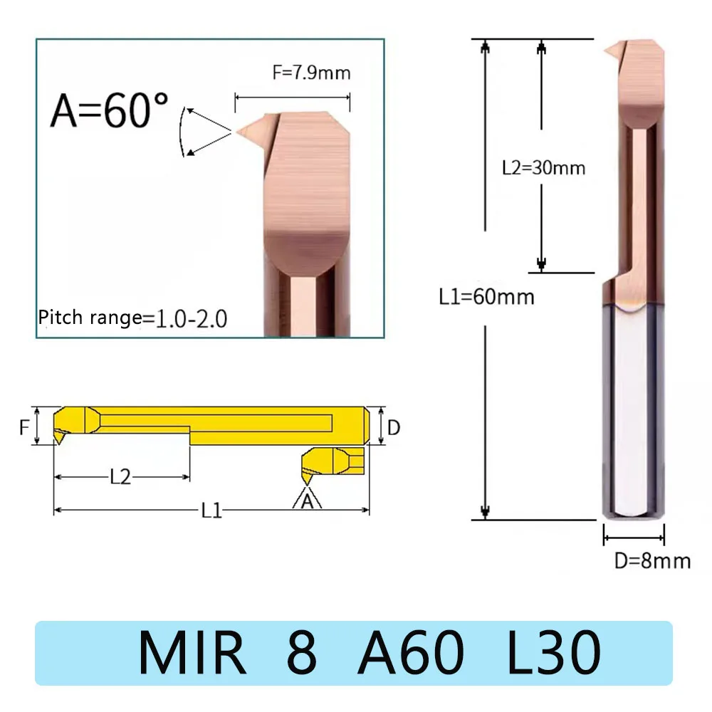 

HRC58 MIR A60 расточный инструмент для резьбы с небольшими отверстиями MIR2 MIR3 MIR4 MIR5 MIR6 MIR7-8-10 расточный резак для внутренних отверстий из вольфрамовой стали