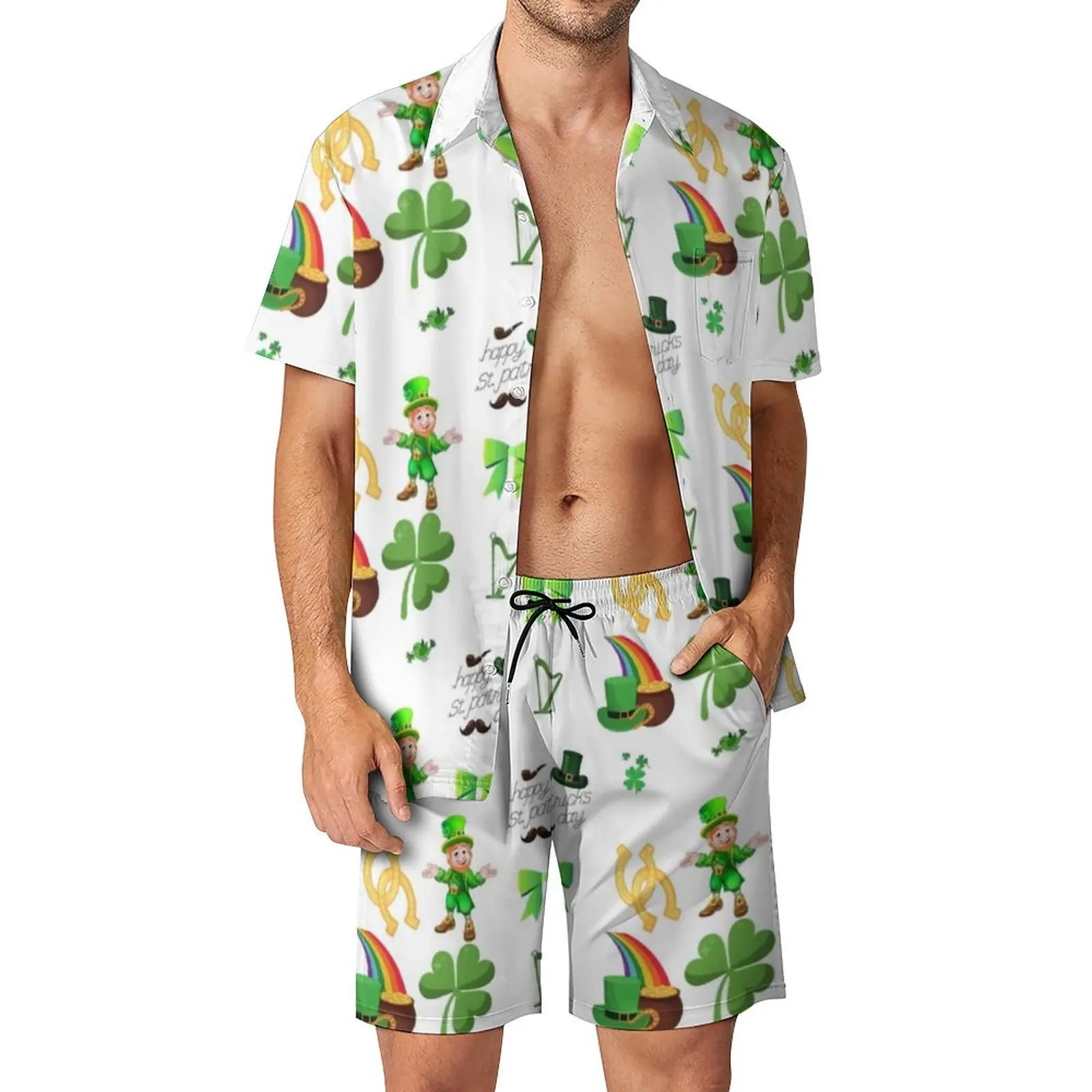 

Saint Patricks Day Men Sets Irish Culture Casual Shorts Summer Aesthetic Beachwear Shirt Set Short Sleeves Big Size Suit Gift