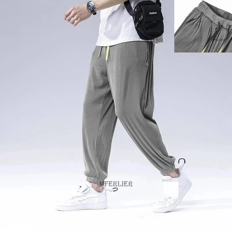 

Spring summer plus size 10XL men pants striped loose vintage casual streetwear Sweatpants elasticity man oversize Harem pants