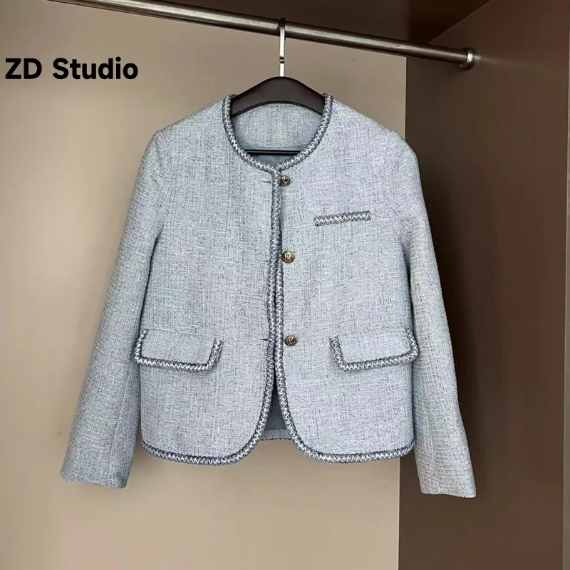 

Женское короткое пальто [ZD Studio], черное тонкое пальто в стиле ретро, новинка для весны и осени 2023