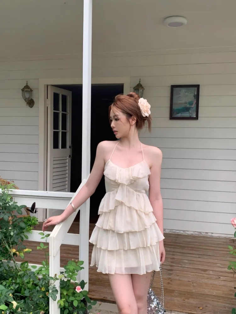 Ezgaga вечерние мини-платья женские сексуальные без рукавов с оборками тонкий