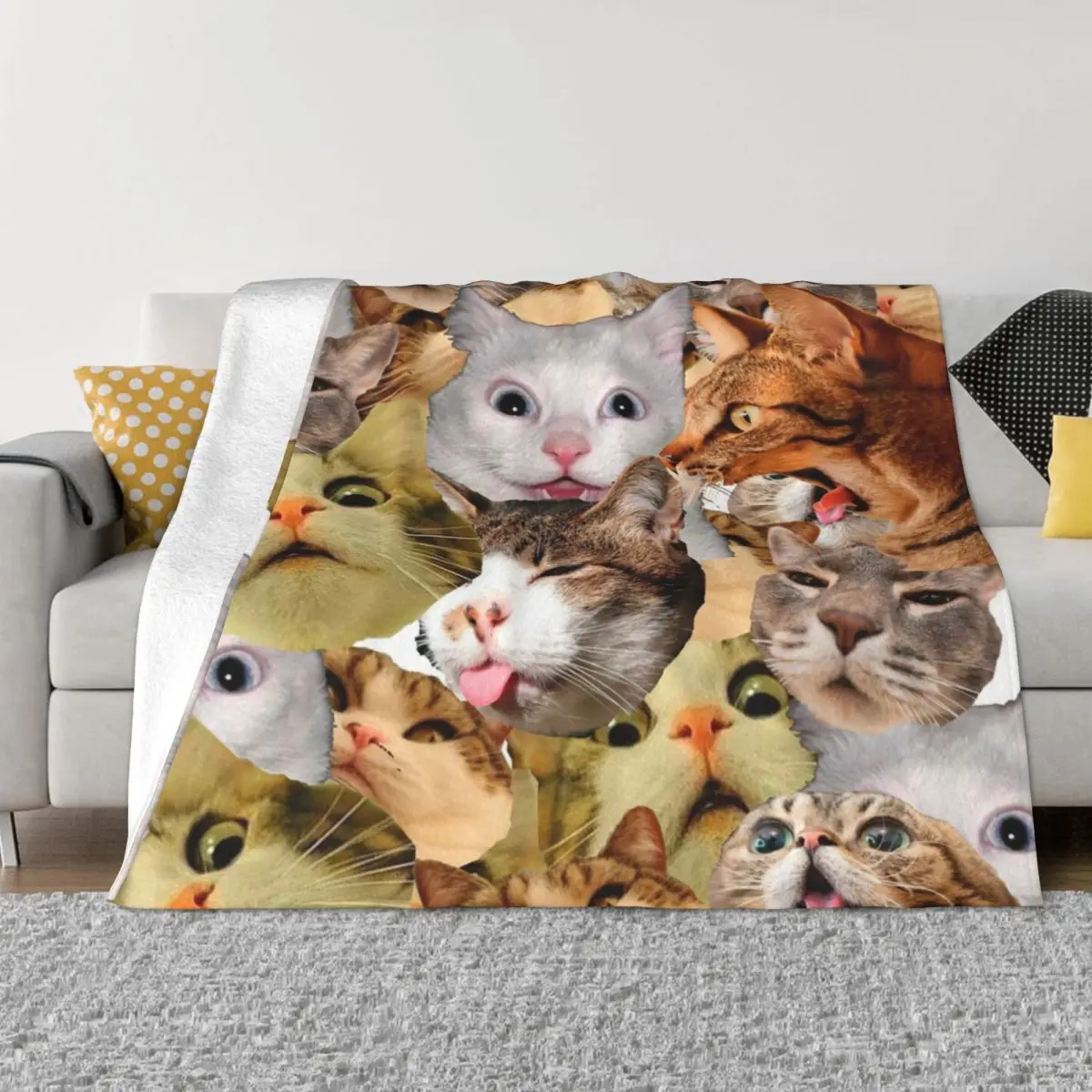 

Осенне-зимнее милое забавное портативное очень теплое одеяло в виде кошки для дивана, спальни, плюшевое тонкое одеяло
