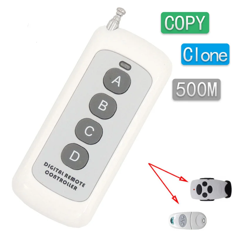 

433Mhz Rf Copy Remote Control 500m 4 Button Transmitter Clone Fixed Learning Code for Gadget Gate Garage Door Doorhan Nice Came
