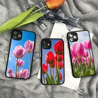 tulip flower phone case matte transparent for iphone 11 12 13 7 8 plus mini x xs xr pro max cover
