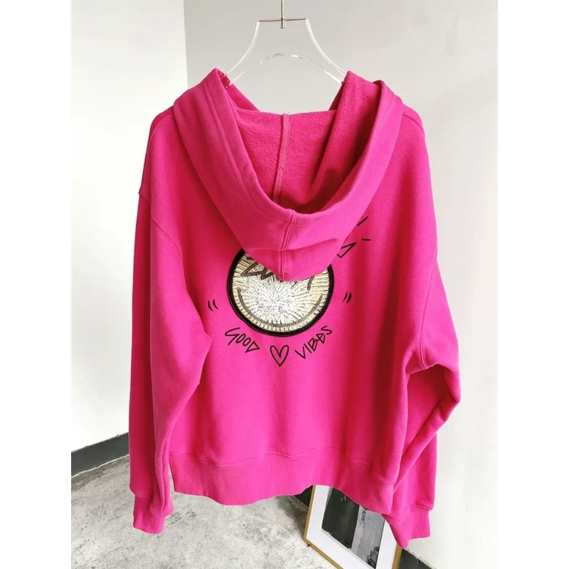 

Spring Autumn Women Hoodie Sport Tops Letter Embroidery Girls Hooded Sweatshirt
