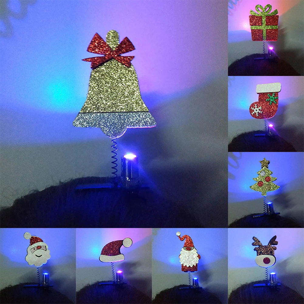 

Hair Accessories Led Light-emitting Hair Clips Snowman Hair Clips Christmas Hair Accessories Headwear Christmas Hair Clips