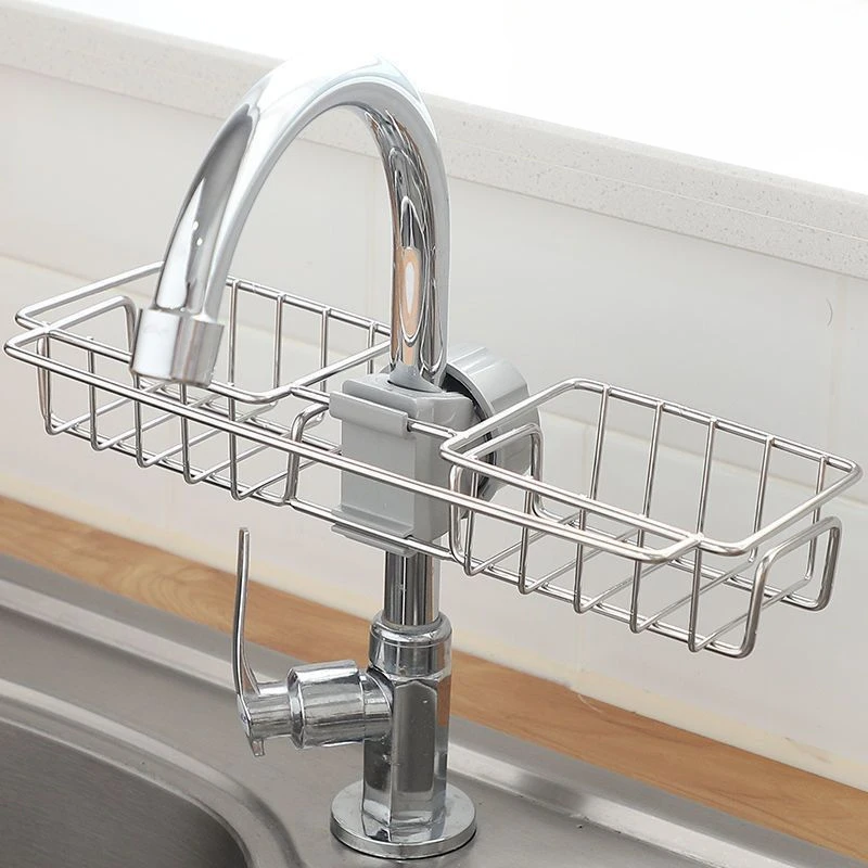 

Faucet rack stainless steel kitchen sink storage dishwashing drain rack dishwasher sink rag basket