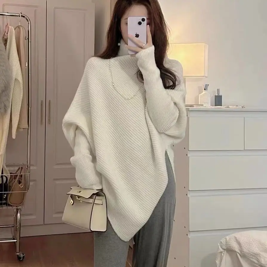 Необычный свитер с высоким воротом женский новый популярный товар нежный