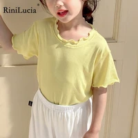 rinilucia 2022 summer fashion girls candy color t shirt short sleeve tees tank top baby kids cotton tops for girls clothes