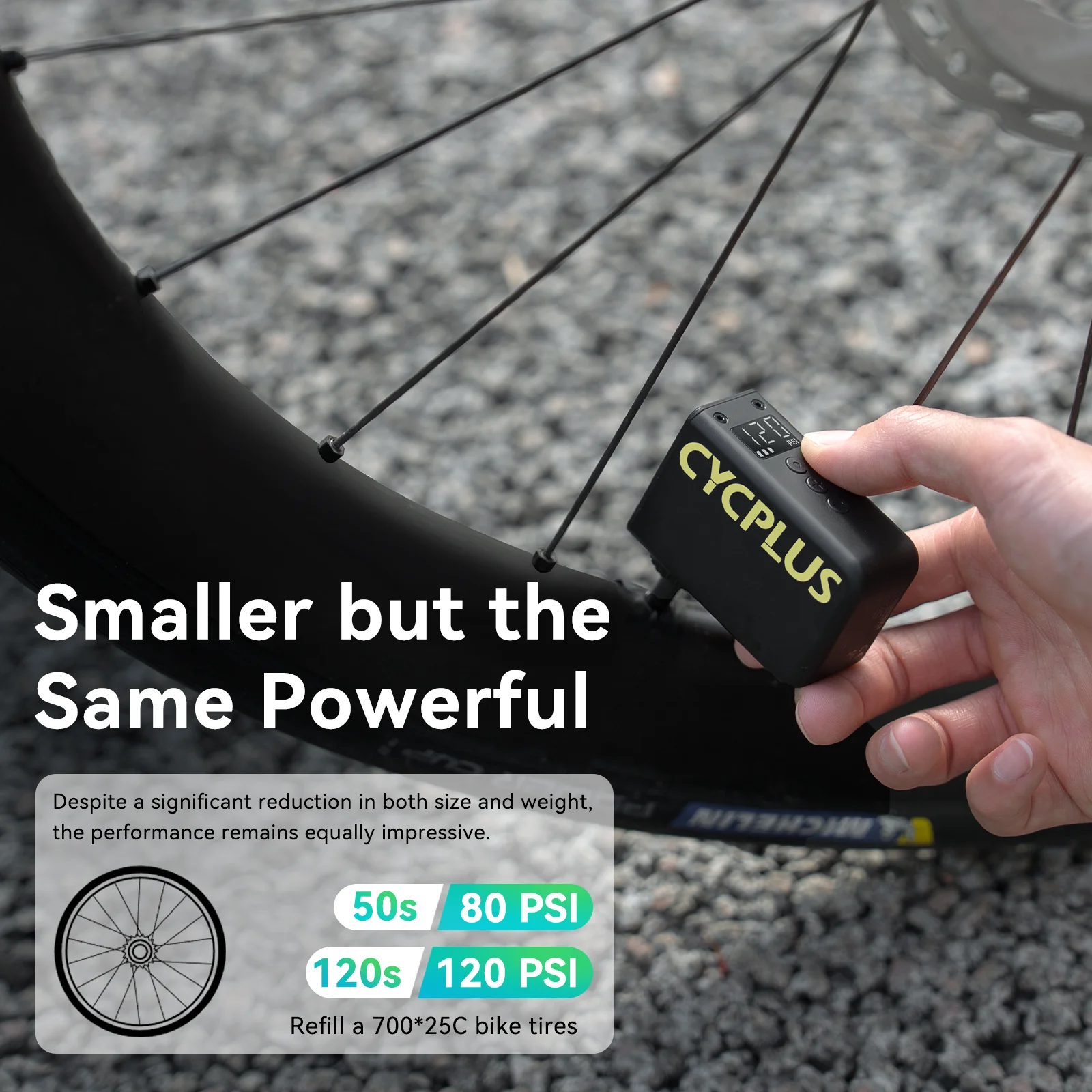 Фото CYCPLUS AS2 Ультрапортативный перезаряжаемый мини-насос для велосипеда с манометром №5