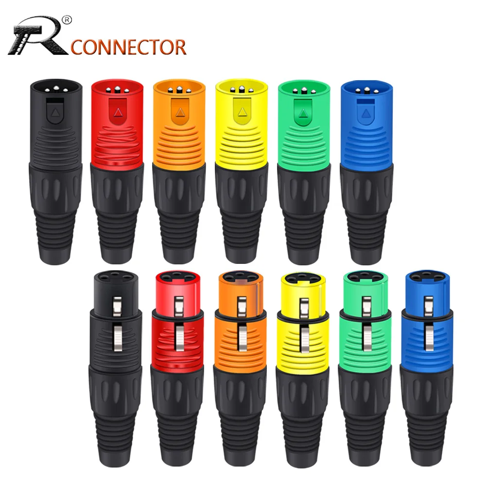 Conjuntos Nova Chegada Colorfull 3pin Xlr Fio Conector Macho & Fêmea Plug Plástico Escudo Microfone Alto-falante Xlr Jack Cores 20 Peças 10