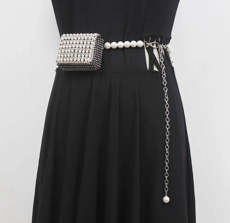 

Поясные сумки для женщин с губной помадой, блестящие мини-сумки из ПВХ, жемчужные металлические бриллиантовые мини-сумки, женская нагрудная...