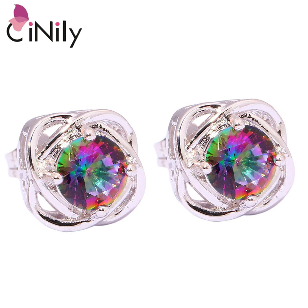 

CiNily Mystic Zircon Stone Silver Plated Wholesale Hot Sell Fashion Jewelrys for Women Wedding Party Stud Earrings 10mm OH2806