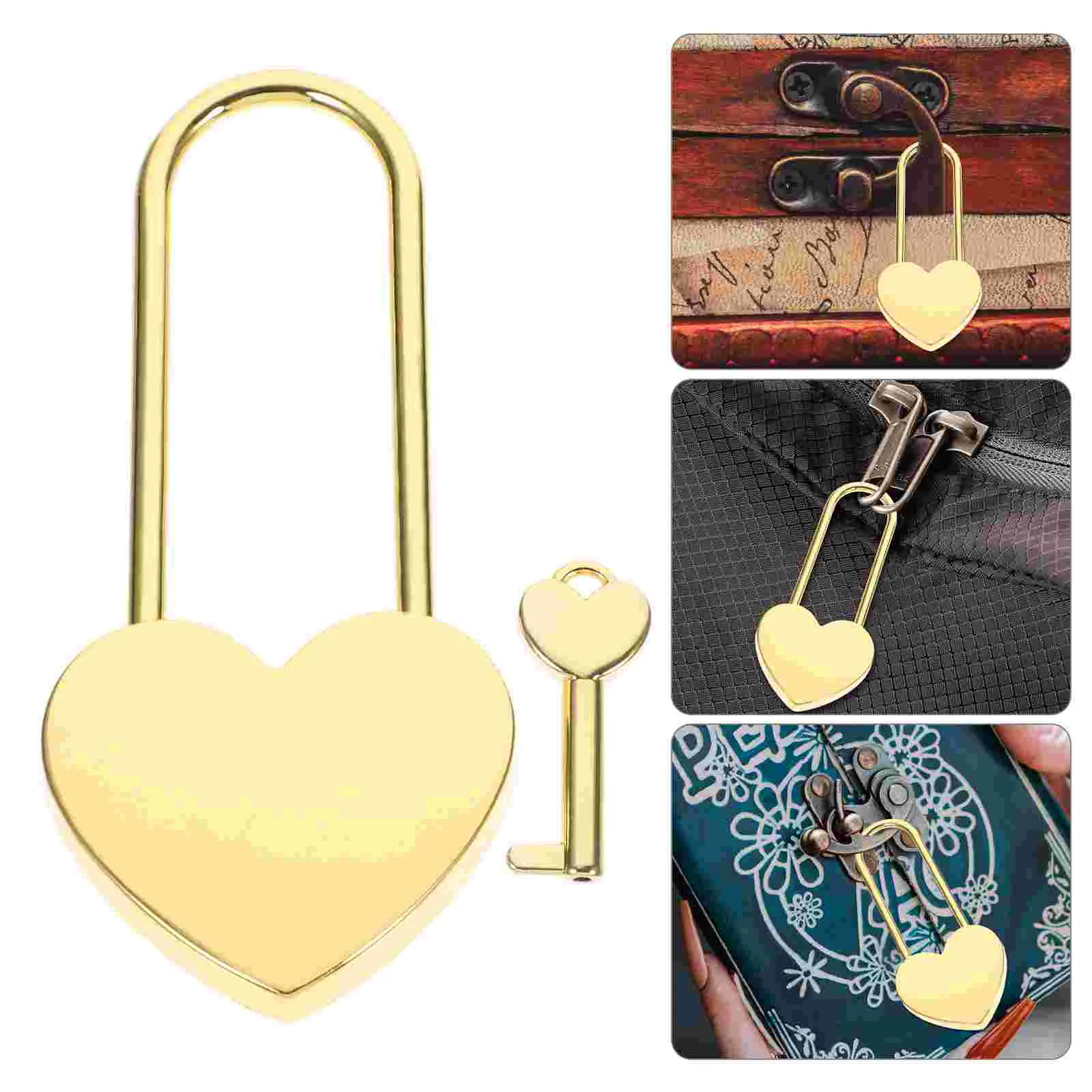 

Lock Padlock Heart Lovewedding Book Metal Key Journal Hanging Bag Keyed Small Couple Luggage Shaped Backpack Anti Thief Locks