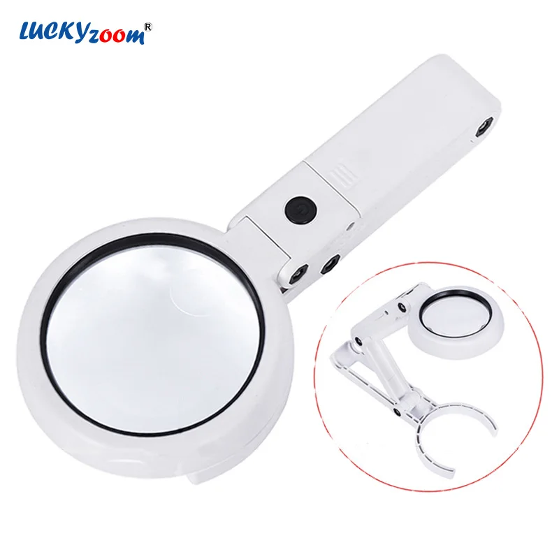 

Handheld 5X Foldable Magnifying Glass 11X Desktop Chargeable LED Illuminated Magnifier Jewelry Loupe USB Reading Repair Lupa