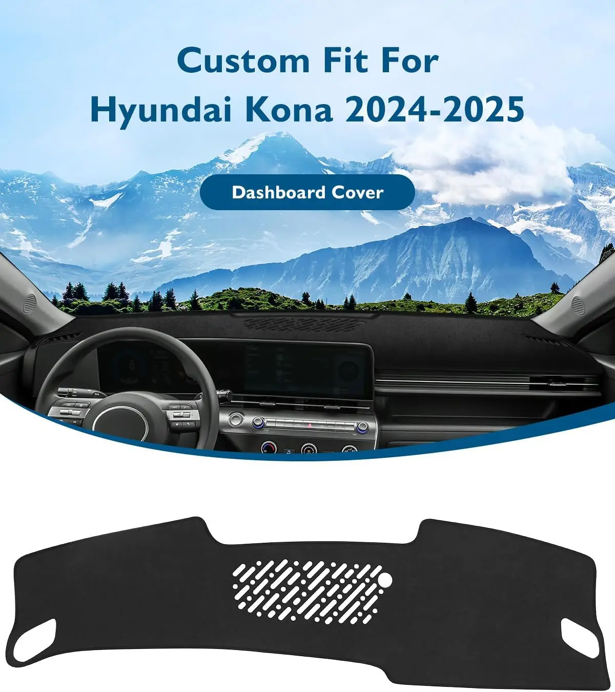 Фото Чехол для приборной панели Hyundai Kona 2024 2025, аксессуары, черный фланелевой чехол для приборной панели, коврик для приборной панели автомобиля, УФ-солнце №3