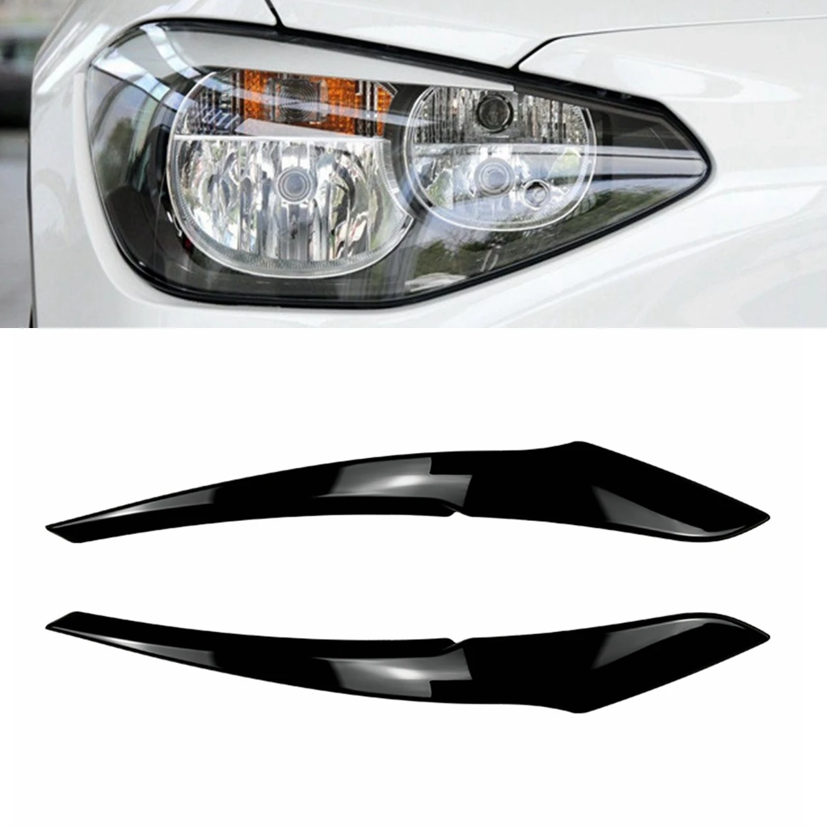 

Для BMW F20 F21 1 Series 118i 120d 120i M135i Pre-Lci злые фары для бровей веко АБС глянцевые черные/Углеродные 3D наклейки