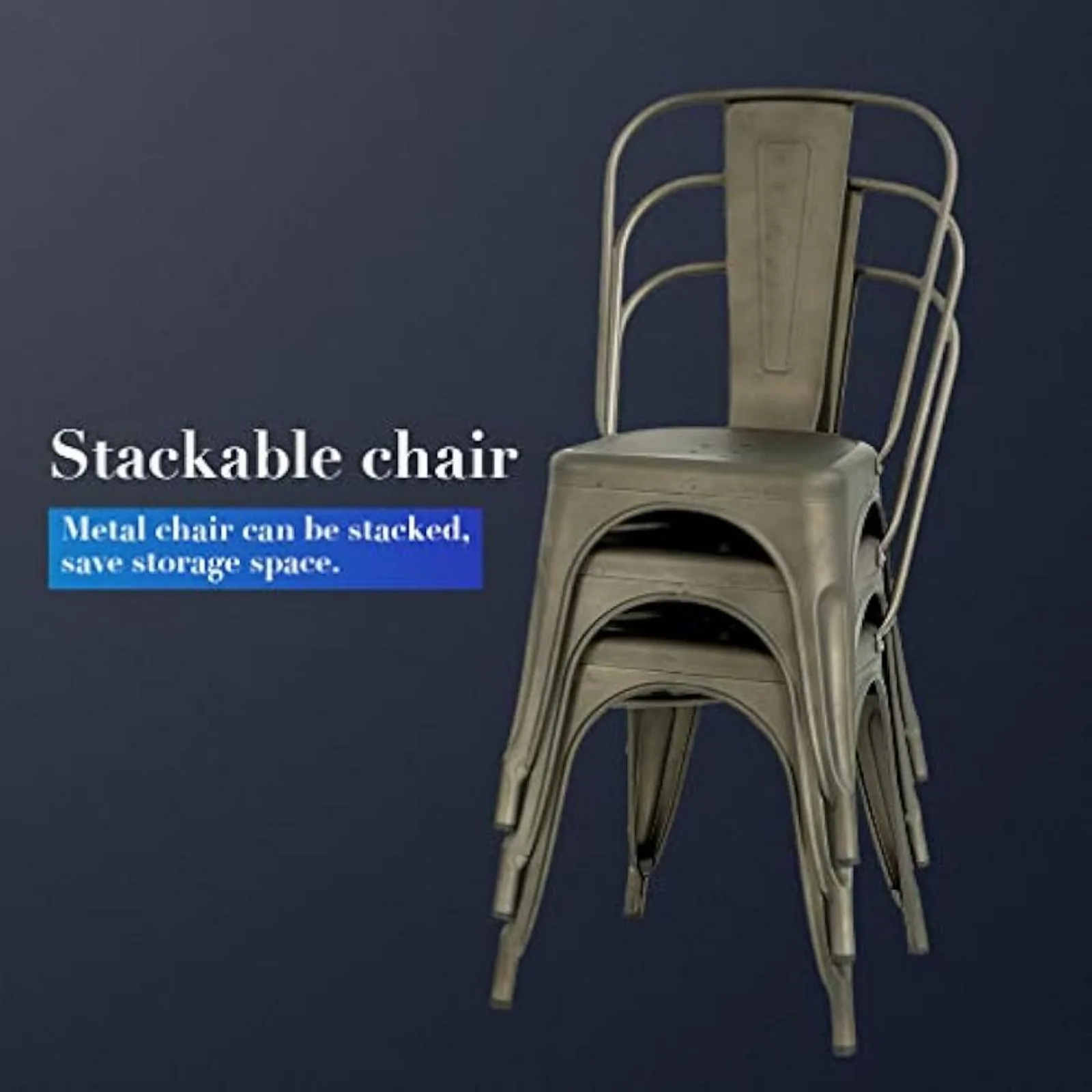 Металлический стул обеденный набор из 4 патио домашняя кухня 18-дюймовый для