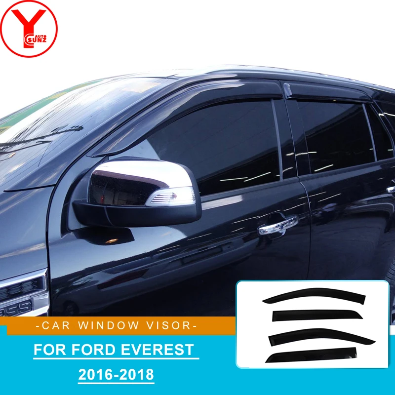 ABS Side Window Wind Deflector Shield Door Visor Sun Rain Guard Windshield For Ford Everest Endeavour 2016 2017 2018 2019