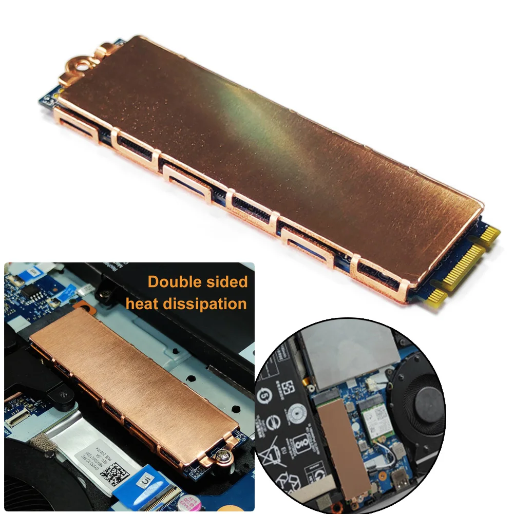 

Copper SSD Cooling Heat Sink with Thermal Silicone Pad Metal Solid State Hard Disk Cooler Single/Double Sided Laptop Accessories