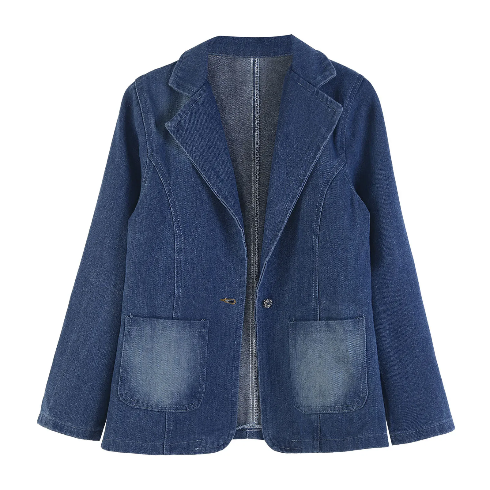 Женское весенне-осеннее джинсовое пальто тонкая куртка с длинным рукавом и одной