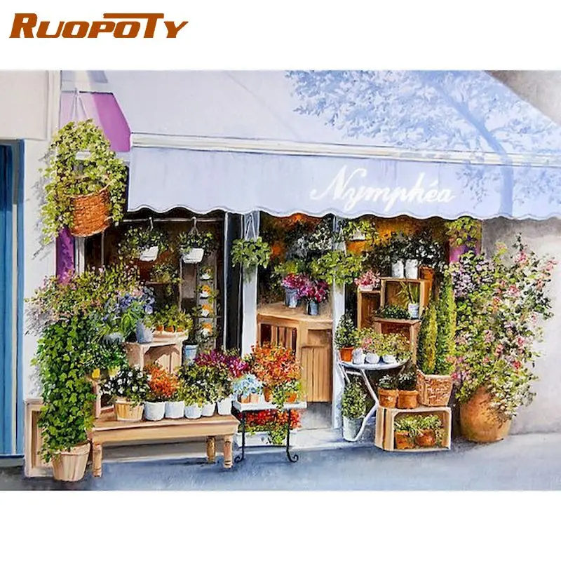 

RUOPOTY Frameless Town Landscape Picture DIY Painting By Numbers Modern Wall Art Canvas Acrylic Paint For Home Decor 40x50cm Art